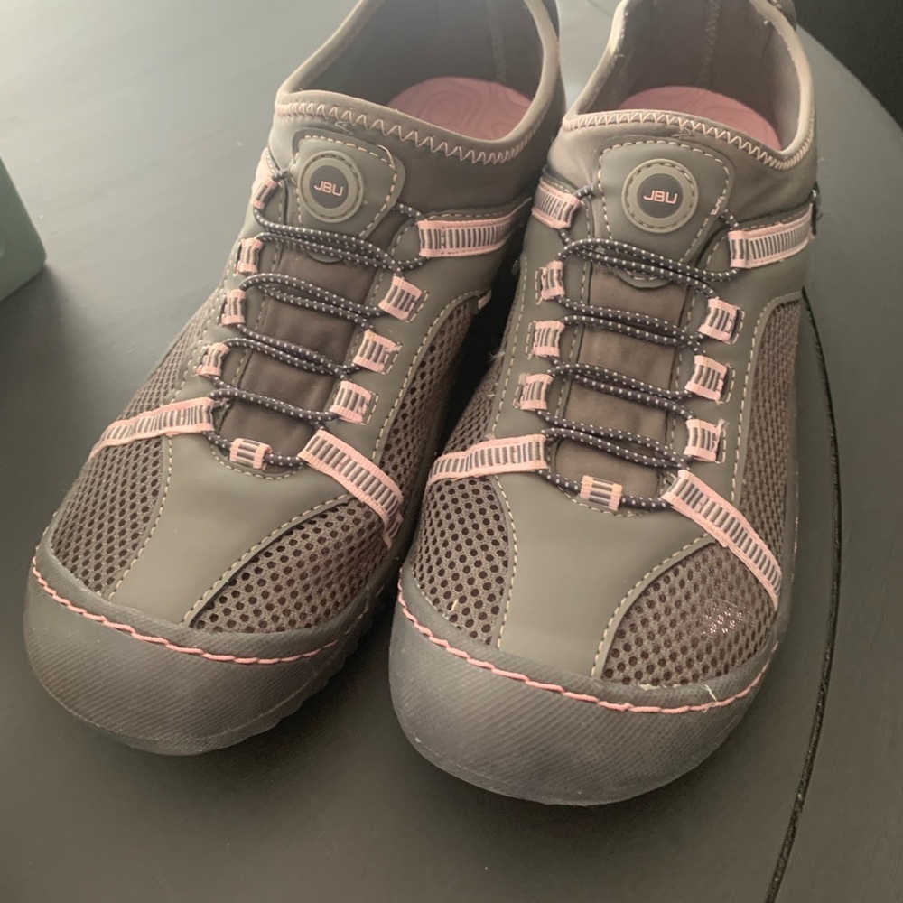 JBU Gray and Pink Sneakers with Breathable Mesh